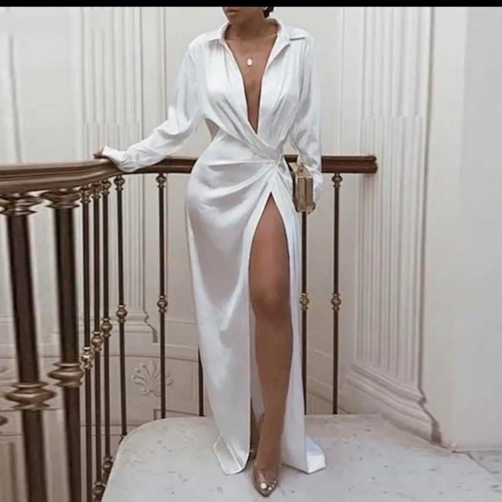 Elegant White Wrap Dress